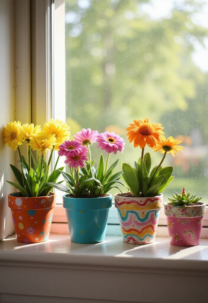 12 Delightful DIY Valentine Gifts Moms & Kids Will Adore (Find Joy in #6!) - 2. Hand-Painted Flower Pots 1