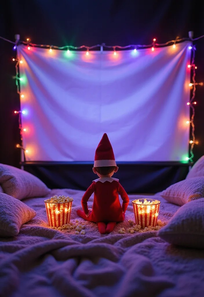 15 Creative Elf on the Shelf Arrival Ideas to Kick Off the Holiday Magic (You Won't Believe #5!) - 14. Elf's Movie Night 1
