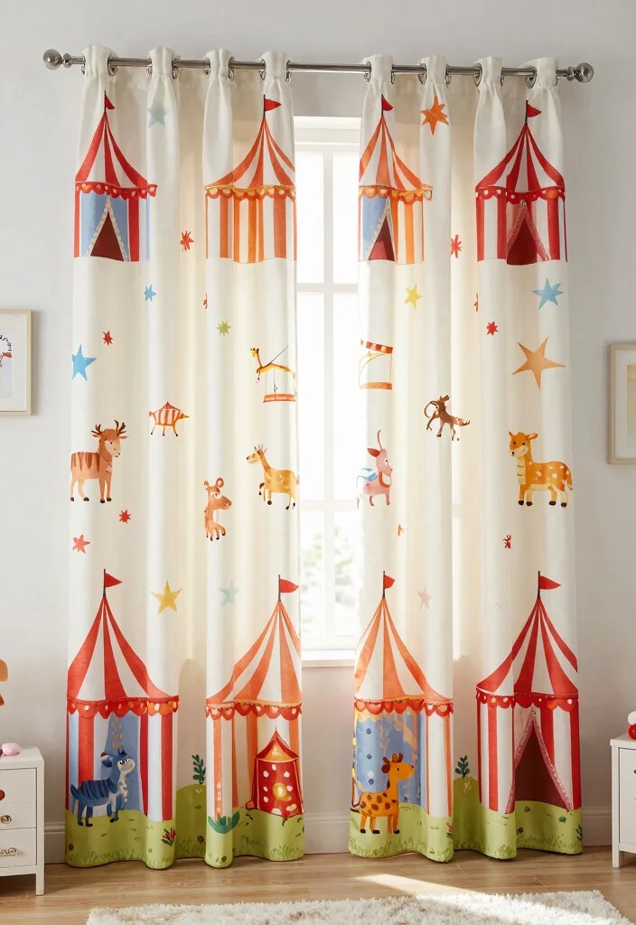 Valentine’s Day 2026 Kids Bedroom Ideas Under $50 (Circus & Celestial) - 11. Whimsical Circus Curtains 1