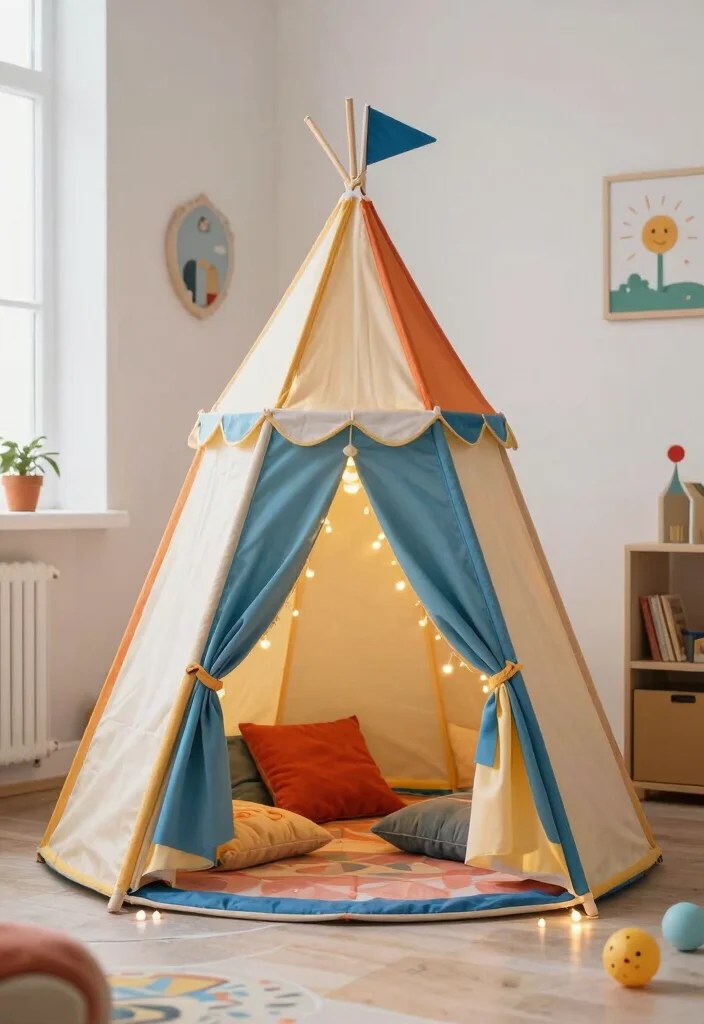 Valentine’s Day 2026 Kids Bedroom Ideas Under $50 (Circus & Celestial) - 4. DIY Circus Tent Canopy 1