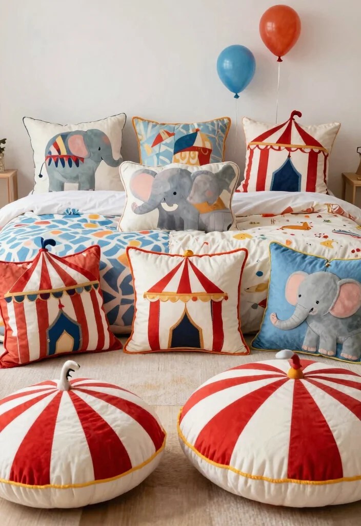 Valentine’s Day 2026 Kids Bedroom Ideas Under $50 (Circus & Celestial) - 6. Circus-Themed Throw Pillows 1