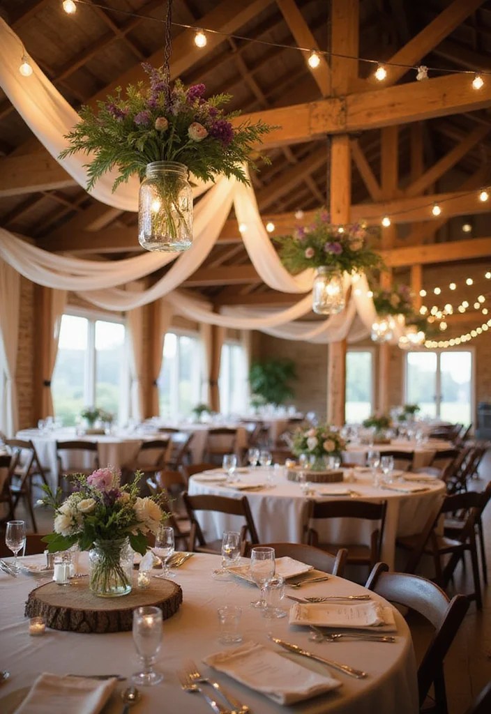 12 DIY Ceiling Draping Hacks to Create a Stunning Wedding Look on a Budget! - 4. Rustic Wooden Beams with Draping 1