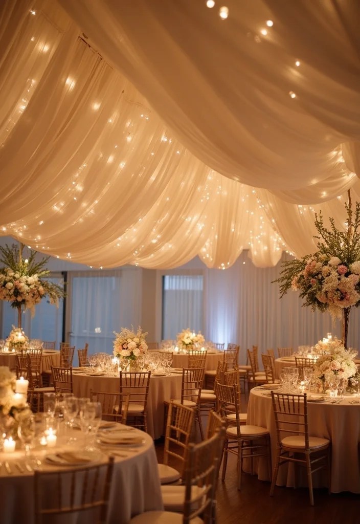 12 DIY Ceiling Draping Hacks to Create a Stunning Wedding Look on a Budget! - 5. Tulle and Fairy Light Overload 1