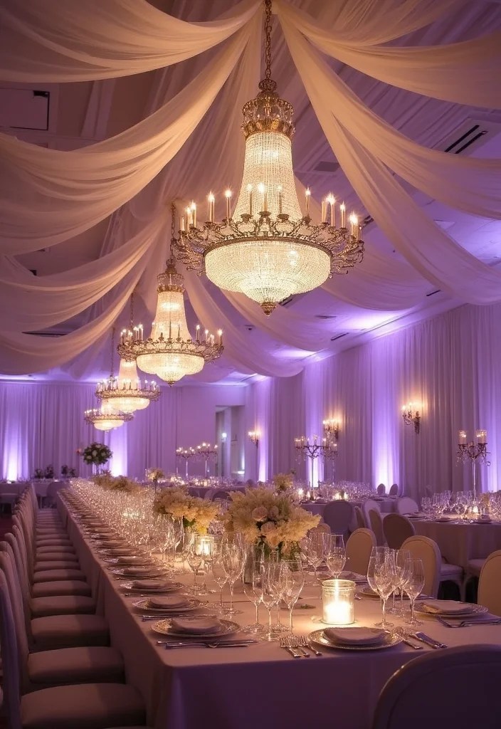 12 DIY Ceiling Draping Hacks to Create a Stunning Wedding Look on a Budget! - 9. Elegant Chandelier Draping 1