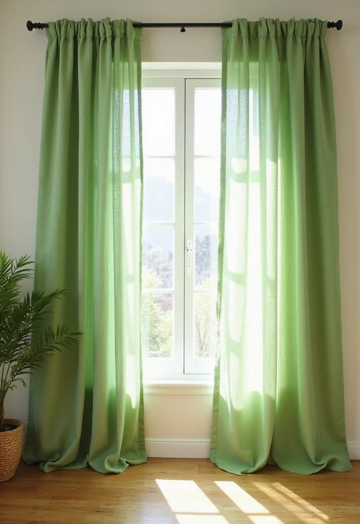 12 Stunning Green Decor DIYs You Can Create for a Fresh and Vibrant Home! - 10. Green Curtains 1