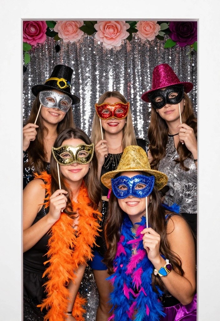 15 Luxurious Masquerade Decor Touches for a Glamorous Affair (You’ll Want #7!) - 12. Masked Photo Booth. 1