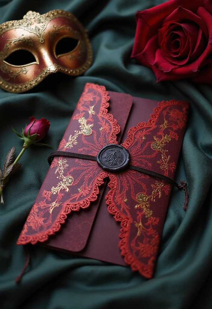 15 Luxurious Masquerade Decor Touches for a Glamorous Affair (You’ll Want #7!) - 13. Elegant Invitations. 1