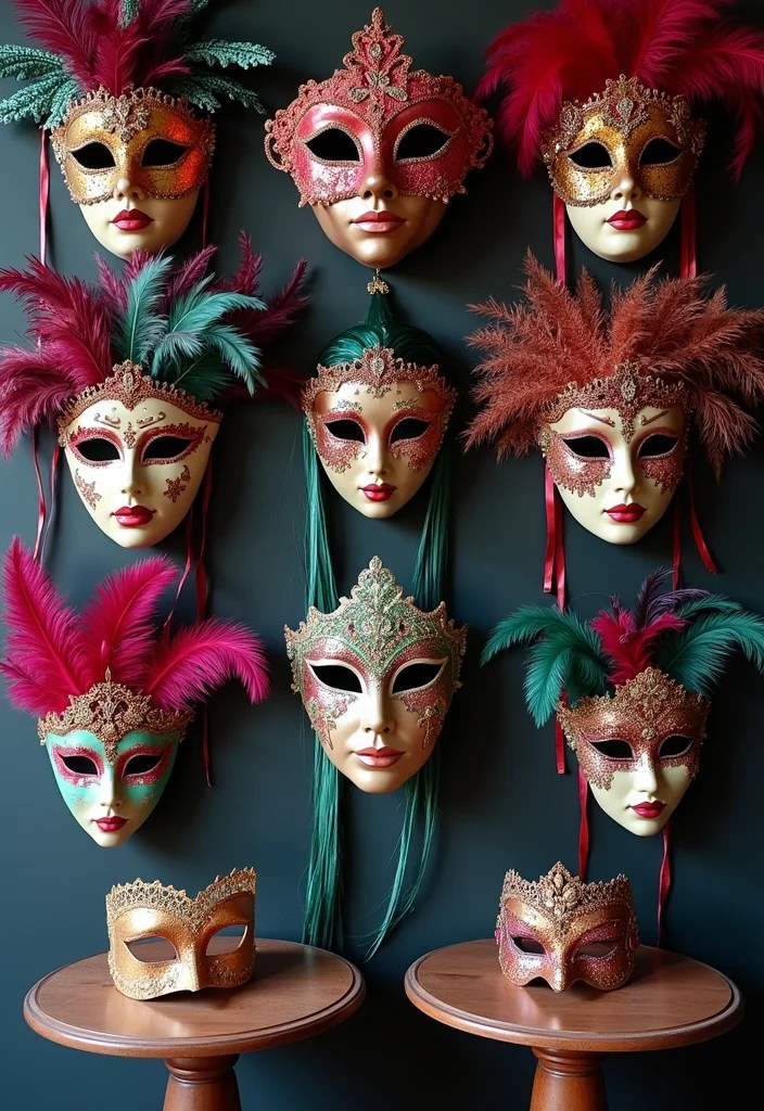 15 Luxurious Masquerade Decor Touches for a Glamorous Affair (You’ll Want #7!) - 3. Masked Accents Everywhere. 1