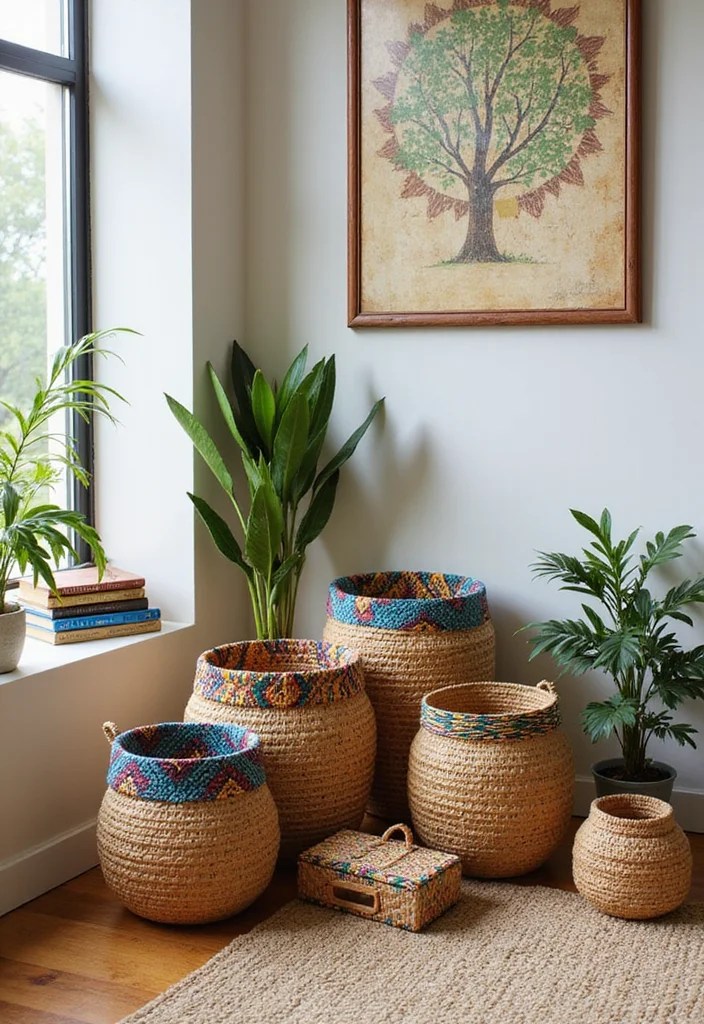15 Unique Ways to Incorporate Adire Fabric into Your Home (Get Inspired by #6!) - 8. Decorative Baskets 1