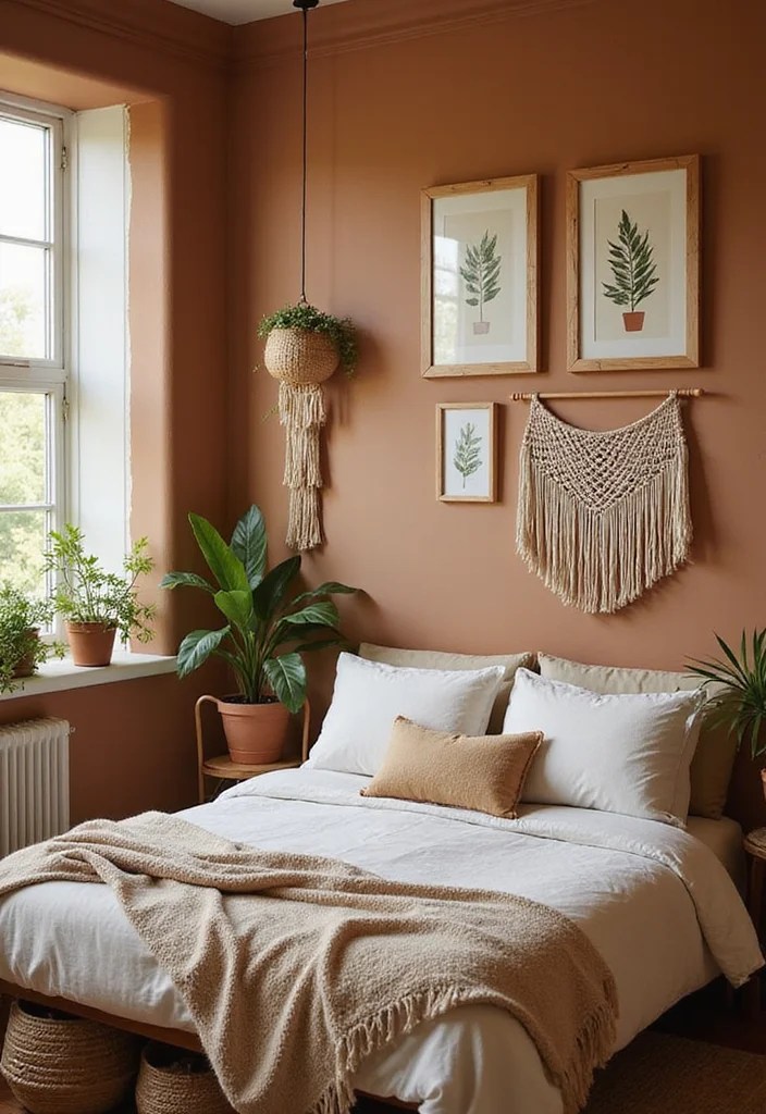 Bedroom Wall Decor Ideas by Wall Color: Frames, Stickers & Showpieces That Match Perfectly - 2. Earthy Tones: Warm Frames and Nature-Inspired Accents 1