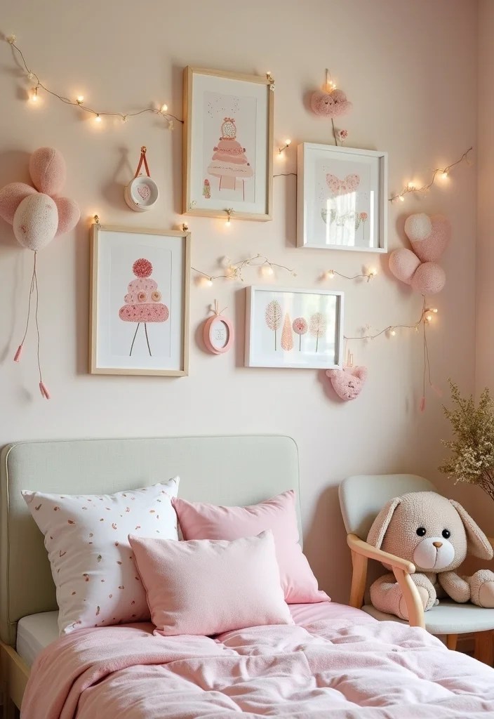 Bedroom Wall Decor Ideas by Wall Color: Frames, Stickers & Showpieces That Match Perfectly - 8. Cute Pastels: Whimsical Decor and Sweet Frames 1