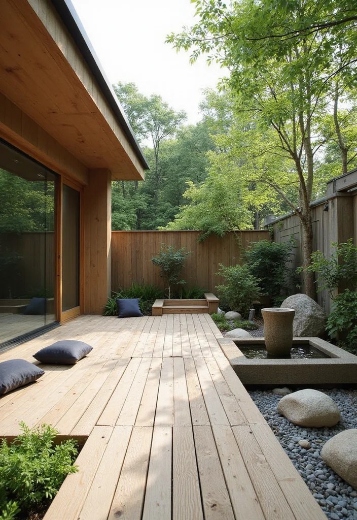 14 Ground Level Deck Ideas That'll Blend Seamlessly with Your Garden Paradise! - 6. Zen-Inspired Deck 1