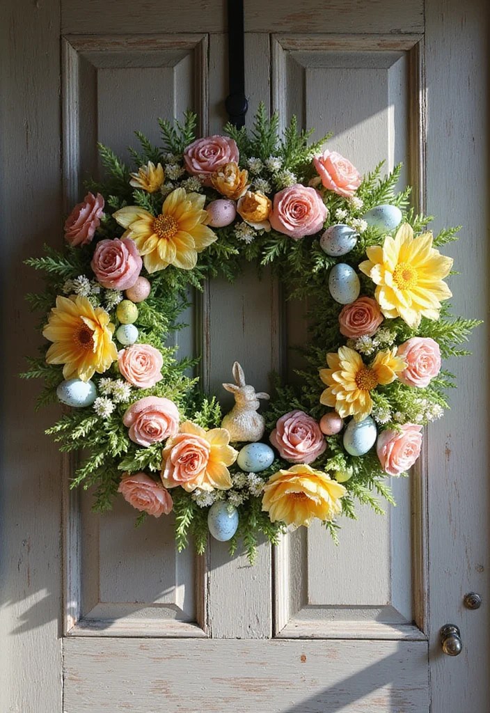 15 DIY Easter Home Decor Ideas That Will Make Your Guests Say 'WOW!' - 1. Floral Easter Wreath 1