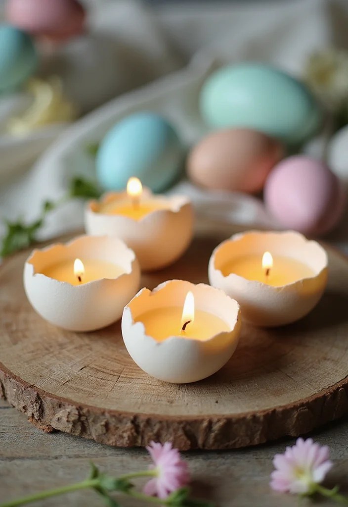 15 DIY Easter Home Decor Ideas That Will Make Your Guests Say 'WOW!' - 10. Eggshell Candles 1