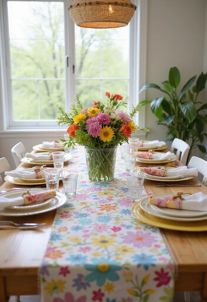 15 Stunning Easter Centerpiece Ideas That Will Wow Your Guests! - 9. Colorful Table Runner 1