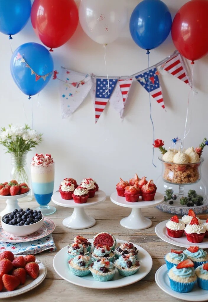 17 Unforgettable Fourth Of July Celebration Ideas That Will Wow Your Guests! - 3. Red, White, and Blue Dessert Table 1