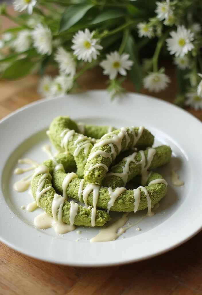 3 Churro Recipes That Will Make You the Star of Dessert Night! - Matcha Churros with White Chocolate Drizzle 1