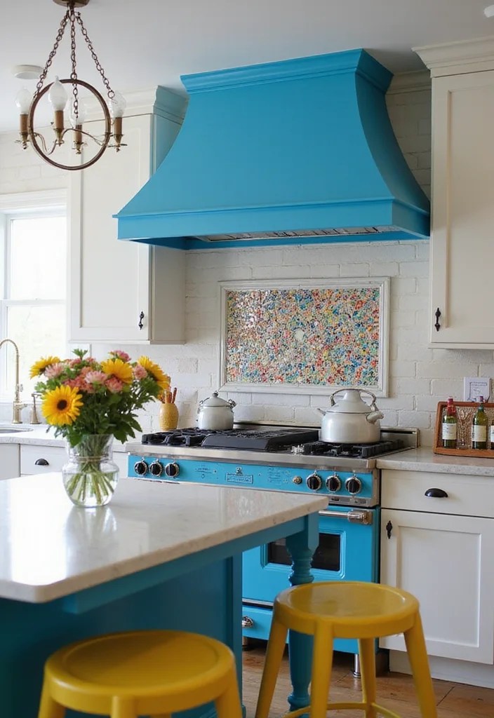 8 Modern Vent Hood Cover Ideas That Will Elevate Your Kitchen Game! - 3. Bold Color Pop 1