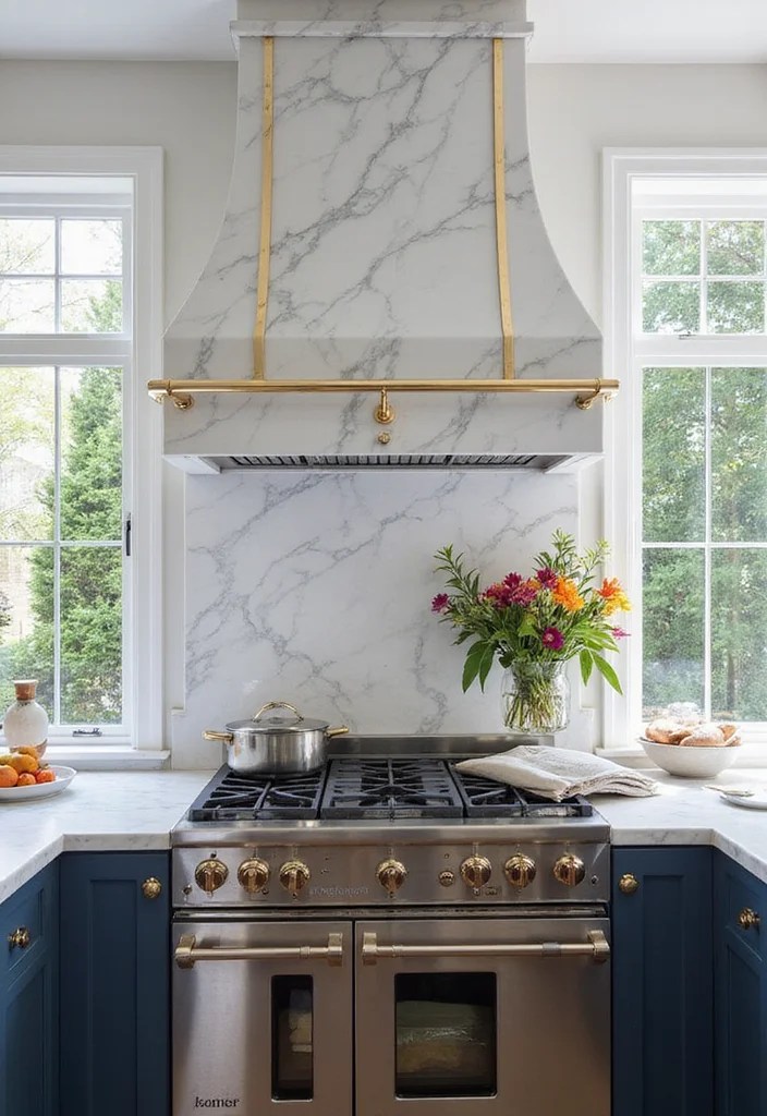 8 Modern Vent Hood Cover Ideas That Will Elevate Your Kitchen Game! - 7. Elegant Marble Design 1