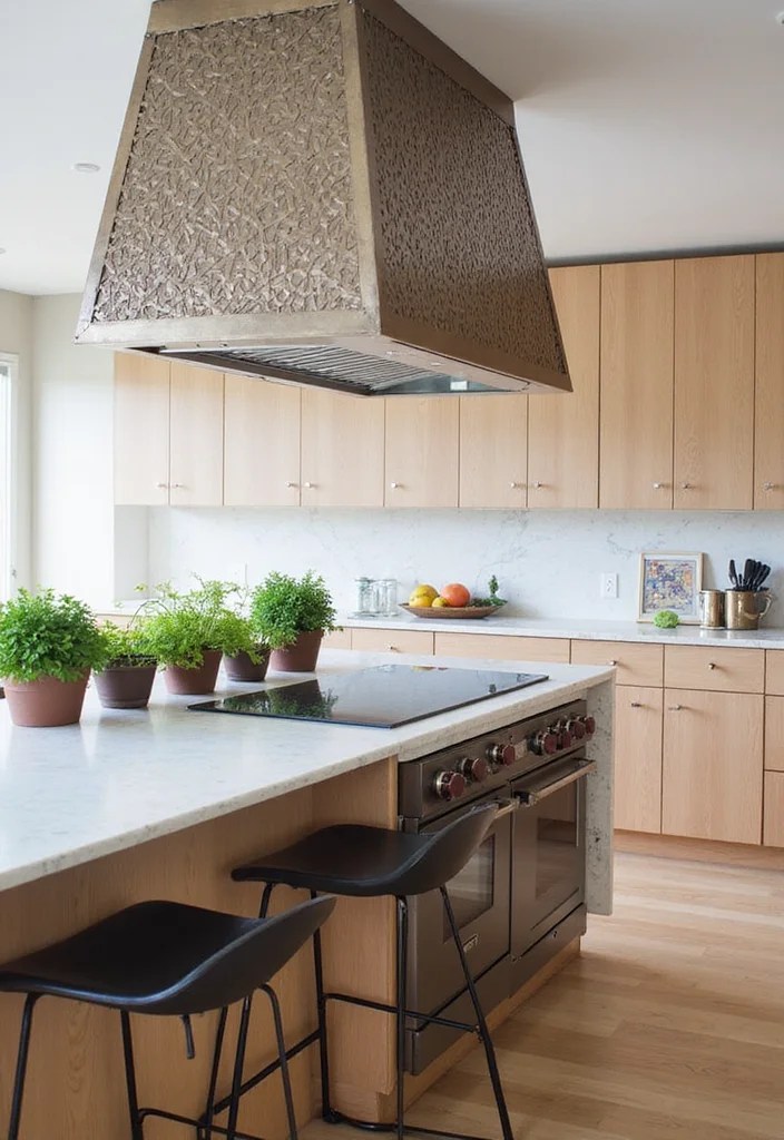 8 Modern Vent Hood Cover Ideas That Will Elevate Your Kitchen Game! - 8. Artistic Metal Designs 1
