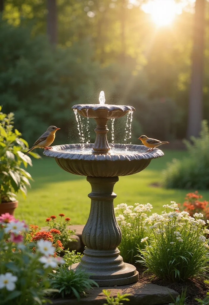 Bird Bath Ideas: 10 Creative Ways to Attract Birds to Your Garden! - 10. Solar-Powered Bird Bath Fountain 1