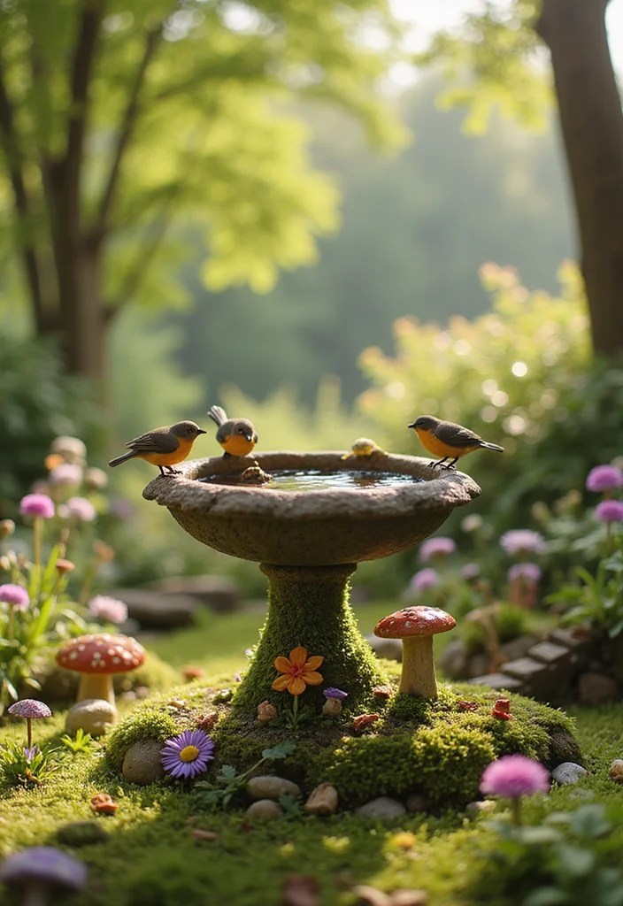 Bird Bath Ideas: 10 Creative Ways to Attract Birds to Your Garden! - 2. Whimsical Fairy Garden Bird Bath 1