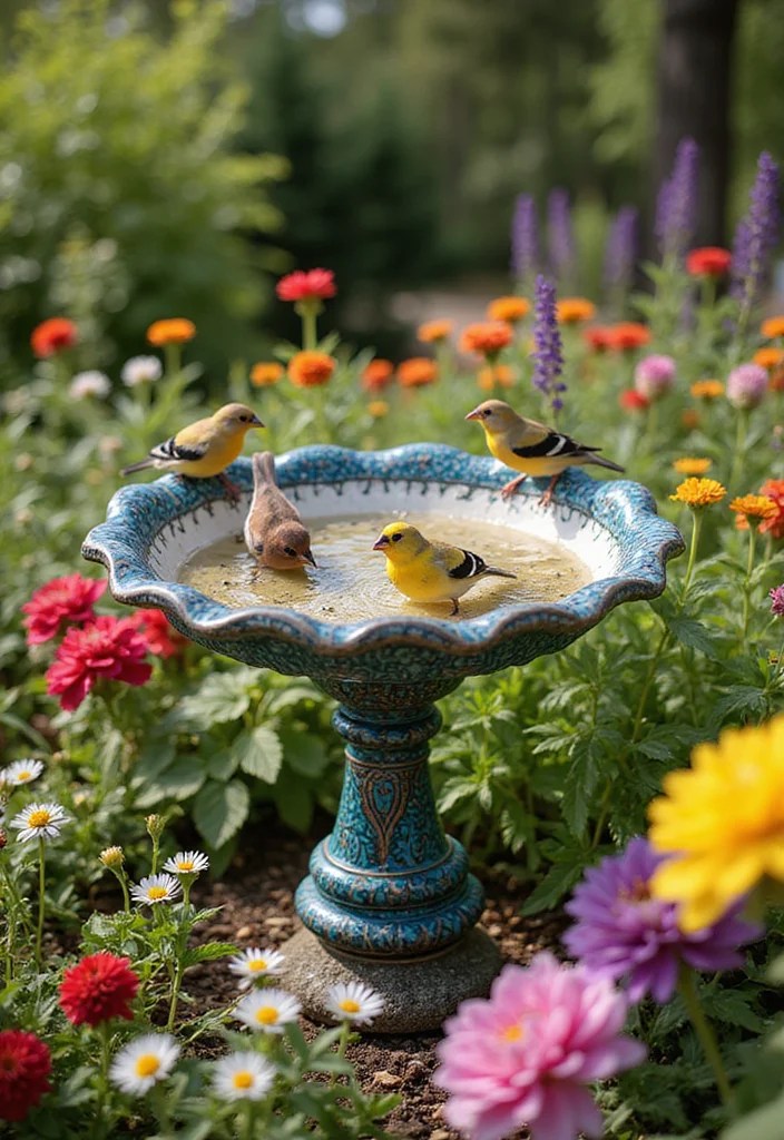 Bird Bath Ideas: 10 Creative Ways to Attract Birds to Your Garden! - 6. Elegant Ceramic Bird Bath 1