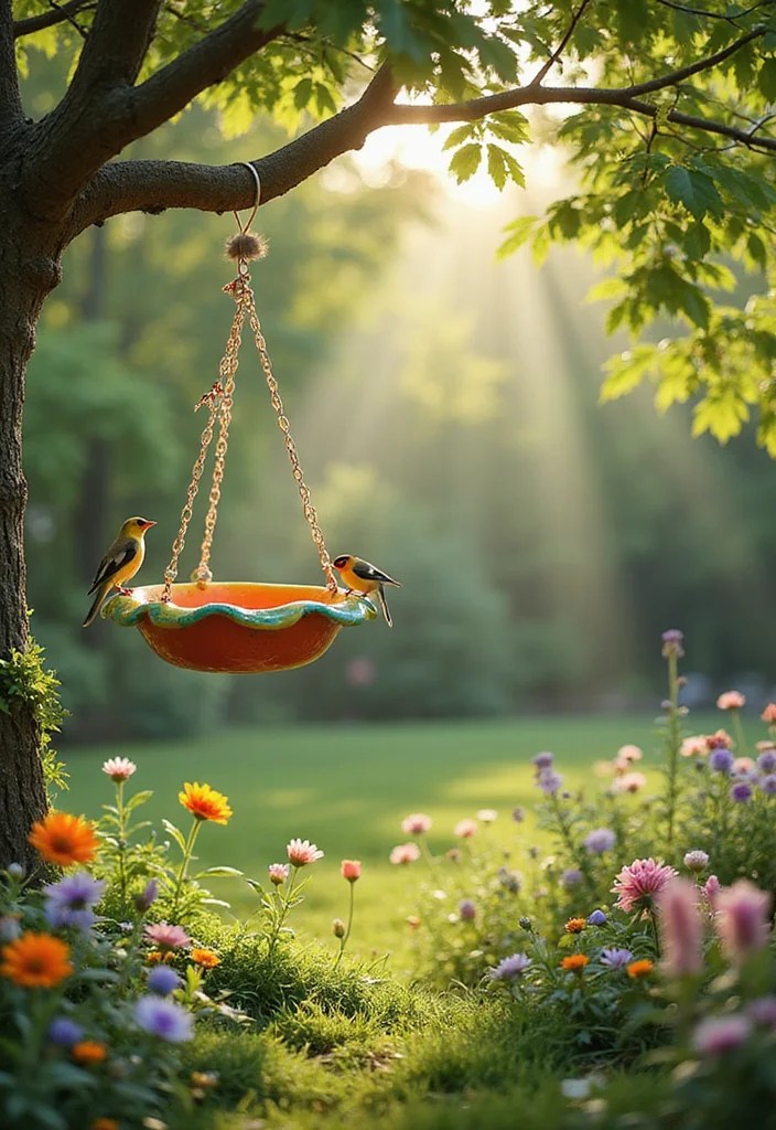 Bird Bath Ideas: 10 Creative Ways to Attract Birds to Your Garden! - 8. Hanging Bird Bath 1