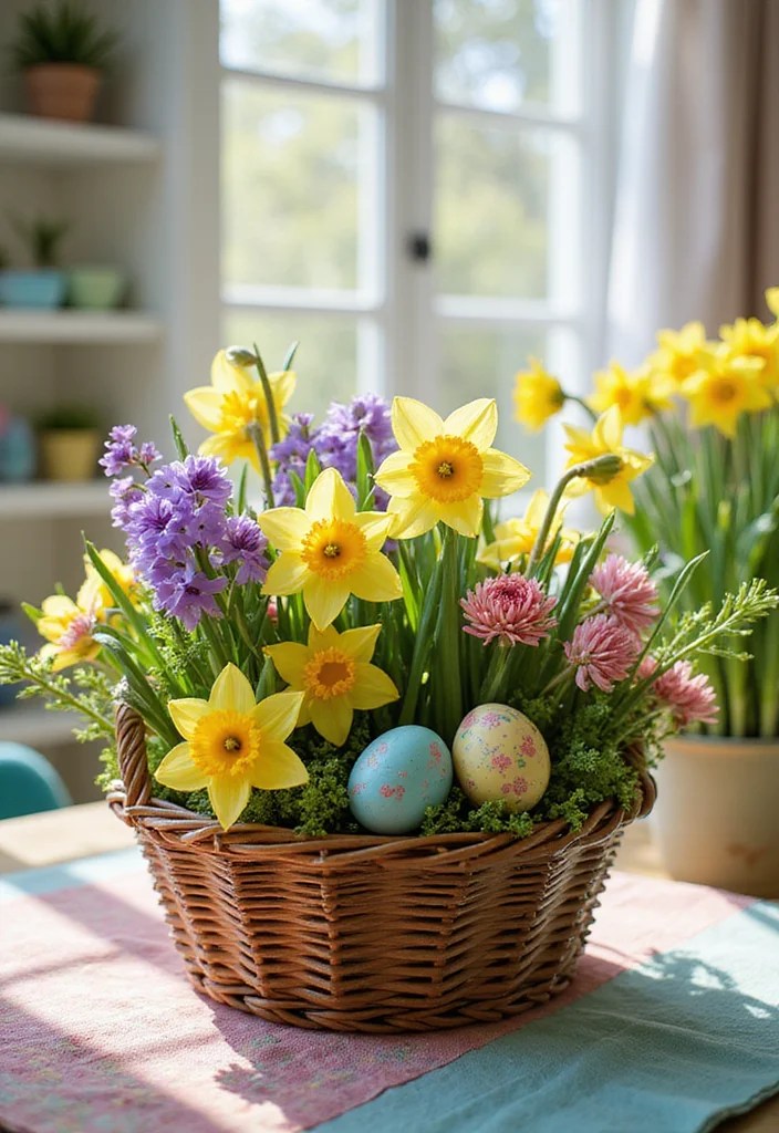 Create the Perfect Easter Floral Arrangement: 7 DIY Ideas That Wow! - 1. Whimsical Easter Basket Arrangement 1