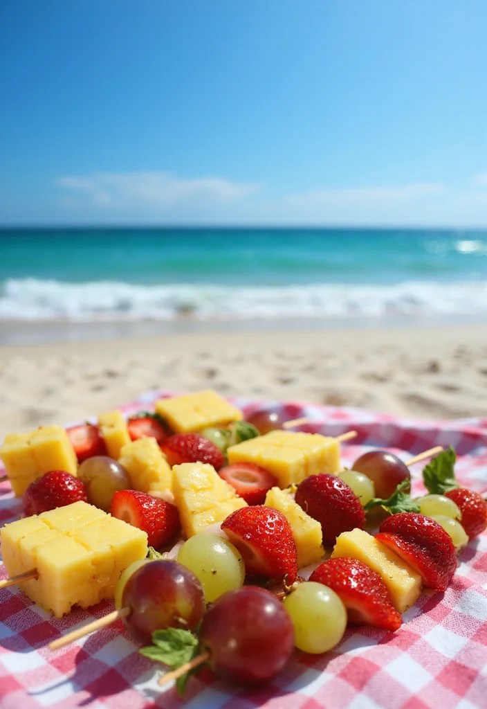 The Cutest Beach Snacks Ever: Watermelon Pizza & Chocolate Banana Pops - 3. Refreshing Fruit Skewers: Easy to Grab 1