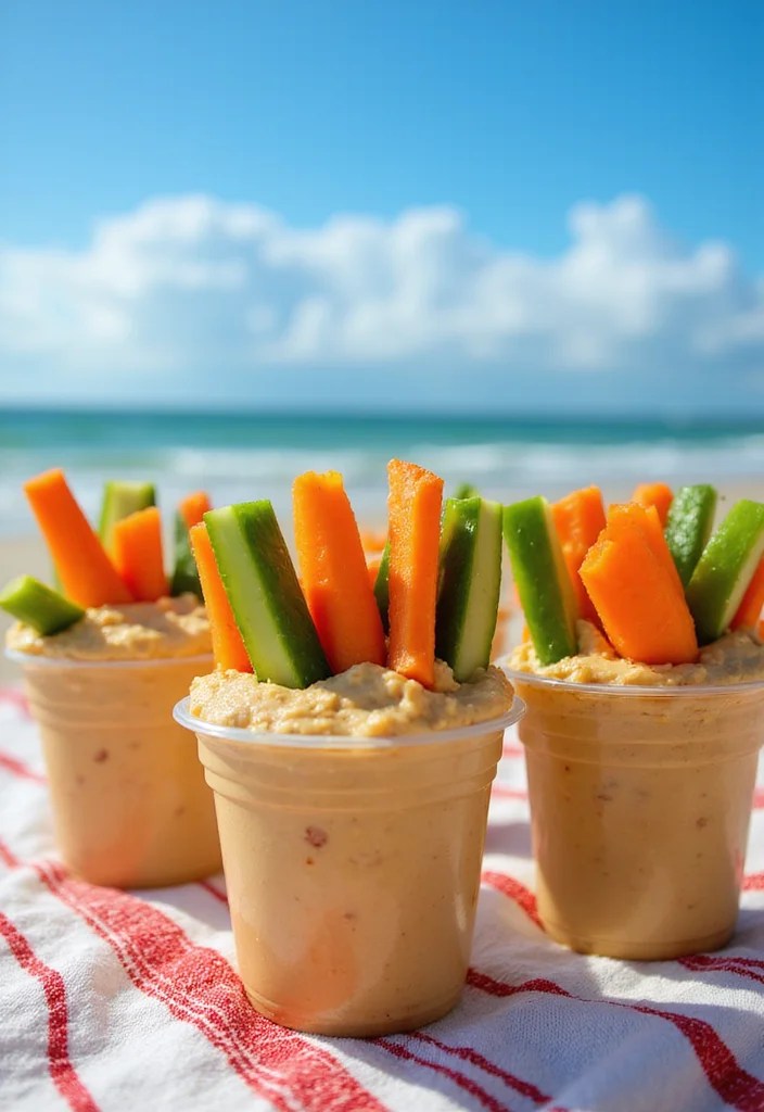 The Cutest Beach Snacks Ever: Watermelon Pizza & Chocolate Banana Pops - 5. Savory Hummus and Veggie Cups: A Healthy Crunch 1