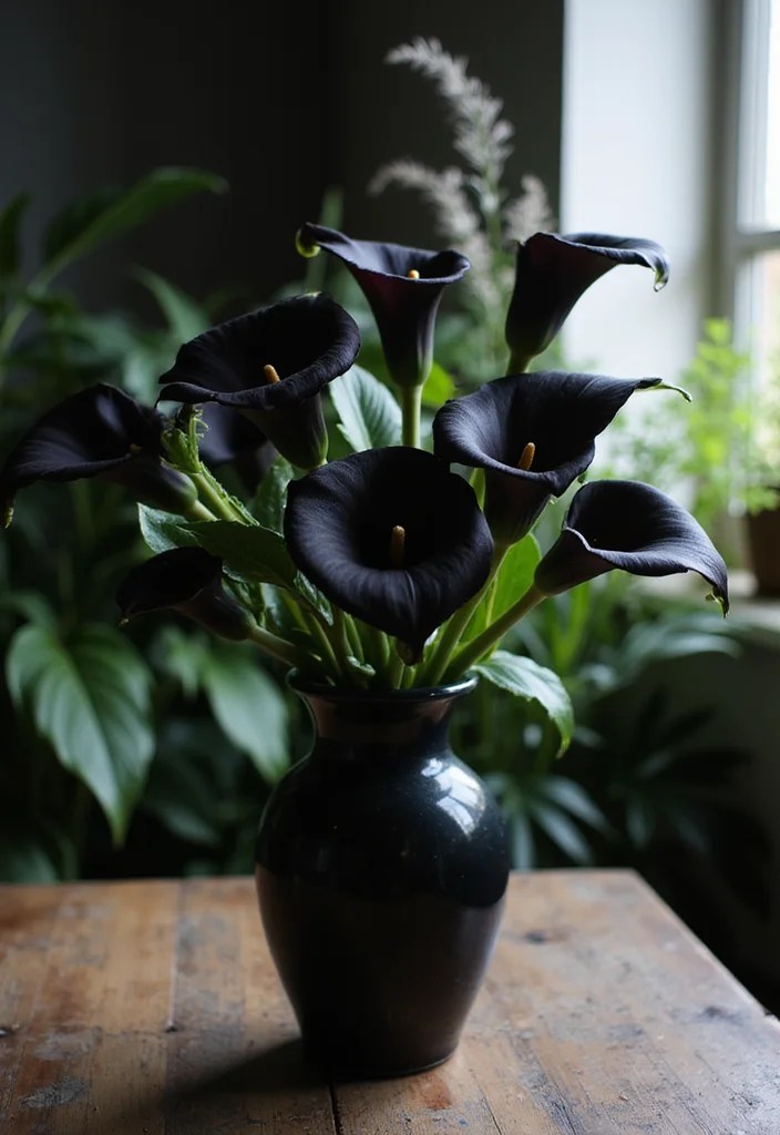 10 Mysterious Gothic Plants That Will Transform Your Space into a Dark Wonderland! - 2. Black Calla Lily (Zantedeschia spp.) 1