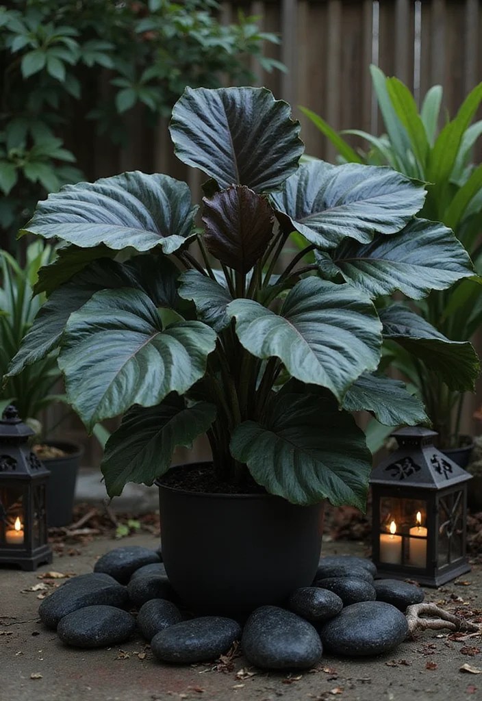 10 Mysterious Gothic Plants That Will Transform Your Space into a Dark Wonderland! - 6. Black Magic Elephant Ear (Colocasia esculenta) 1