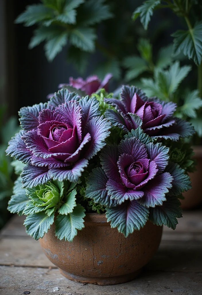 10 Mysterious Gothic Plants That Will Transform Your Space into a Dark Wonderland! - 8. Ornamental Cabbage (Brassica oleracea) 1