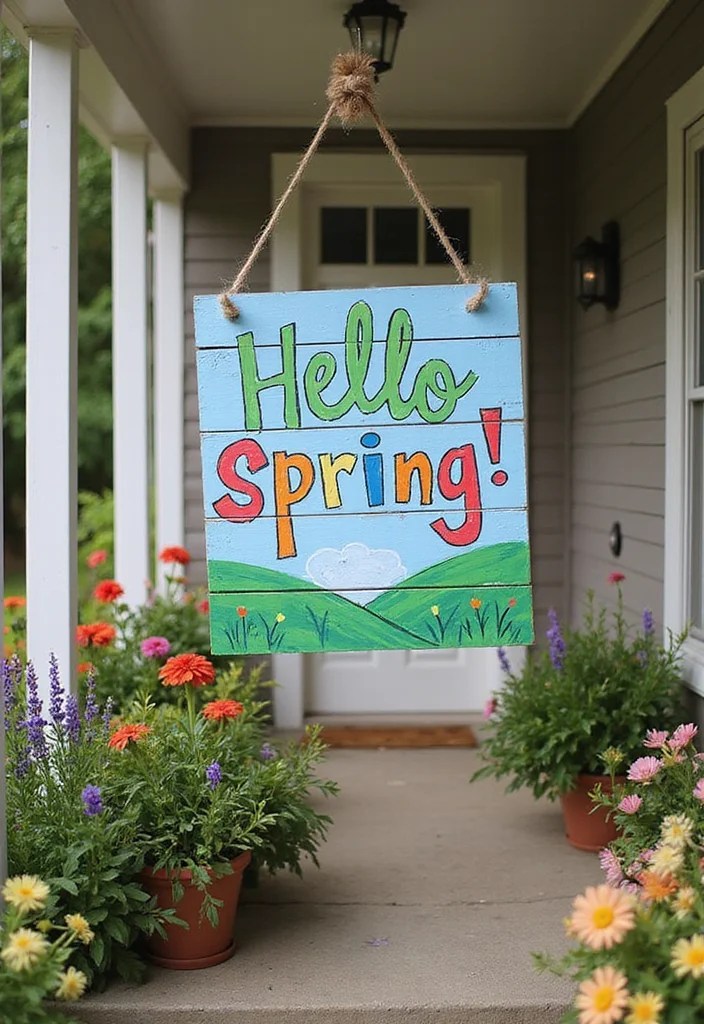 13 DIY Spring Porch Decor Hacks That Will Transform Your Entryway! - 4. Painted Welcome Sign 1
