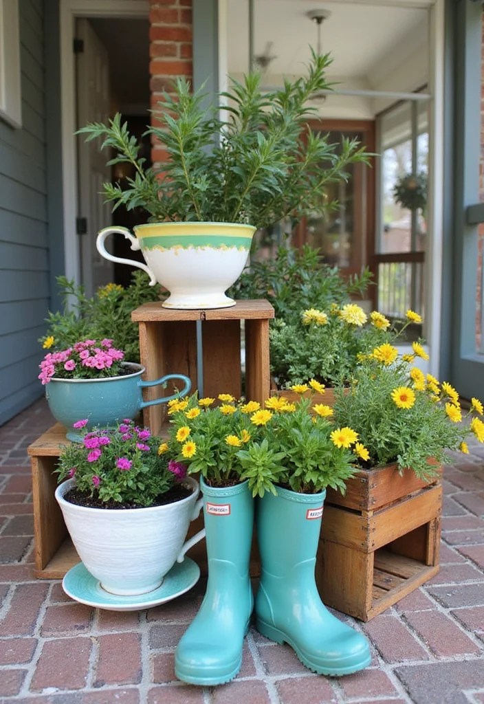 13 DIY Spring Porch Decor Hacks That Will Transform Your Entryway! - 6. Upcycled Planters 1