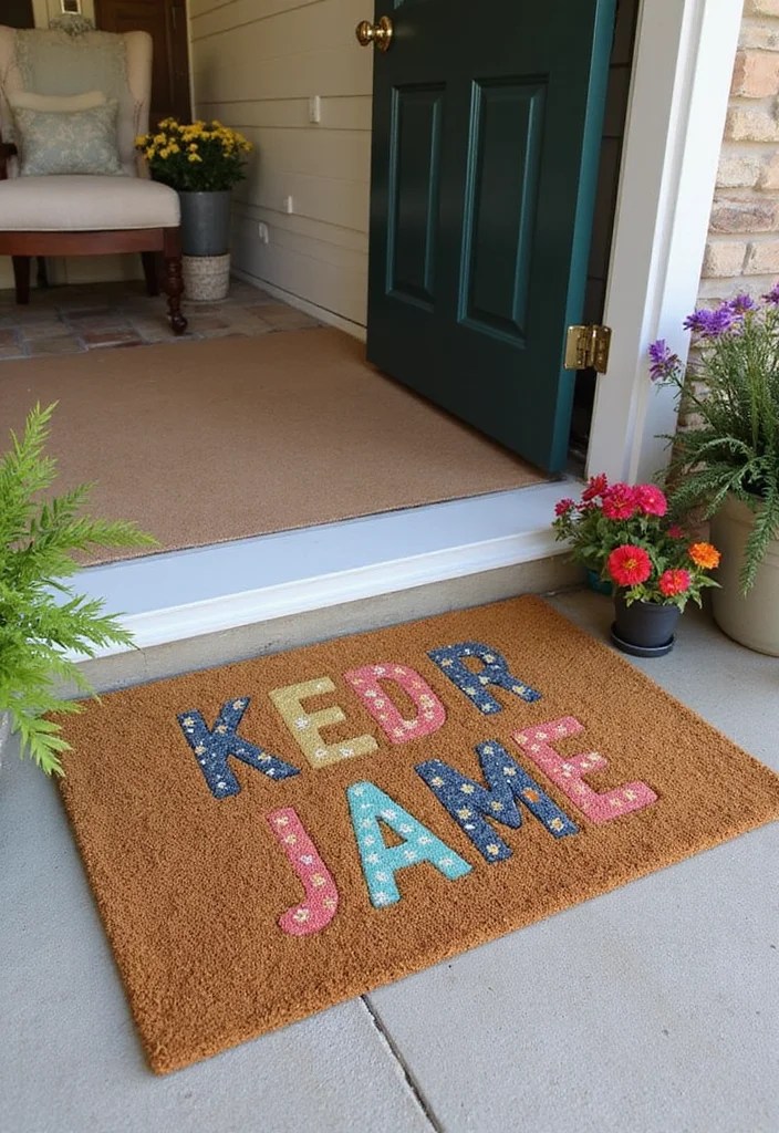 13 DIY Spring Porch Decor Hacks That Will Transform Your Entryway! - 9. Personalized Door Mat 1