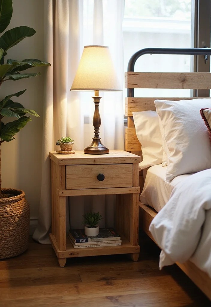 10 Affordable Pallet Tables That Look Luxurious But Won't Break the Bank! - 7. Pallet Nightstand 1