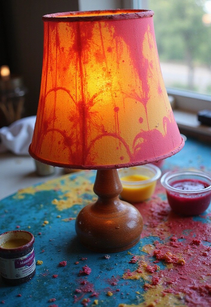 Quick Hack: Transforming Ordinary Lampshades with Fabric Dye or Trim - 1. Going Bold with Fabric Dye 1