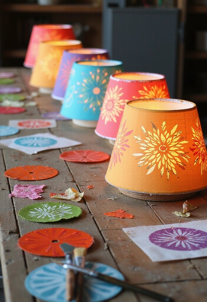 Quick Hack: Transforming Ordinary Lampshades with Fabric Dye or Trim - 2. Whimsical Patterns with Stencils 1