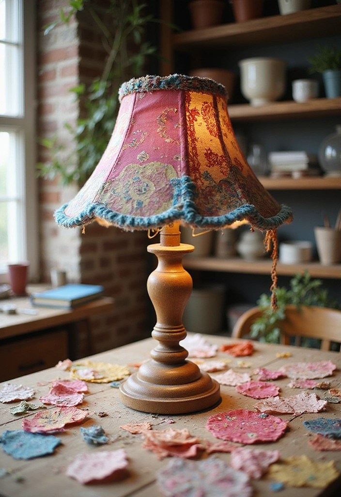 Quick Hack: Transforming Ordinary Lampshades with Fabric Dye or Trim - 6. Upcycle with Old Fabrics 1