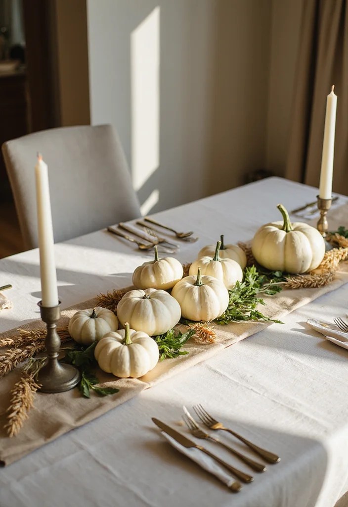 10 Neutral Halloween Decor Ideas That Won’t Scare Off Your Style! - 1. White Pumpkin Centerpieces 1