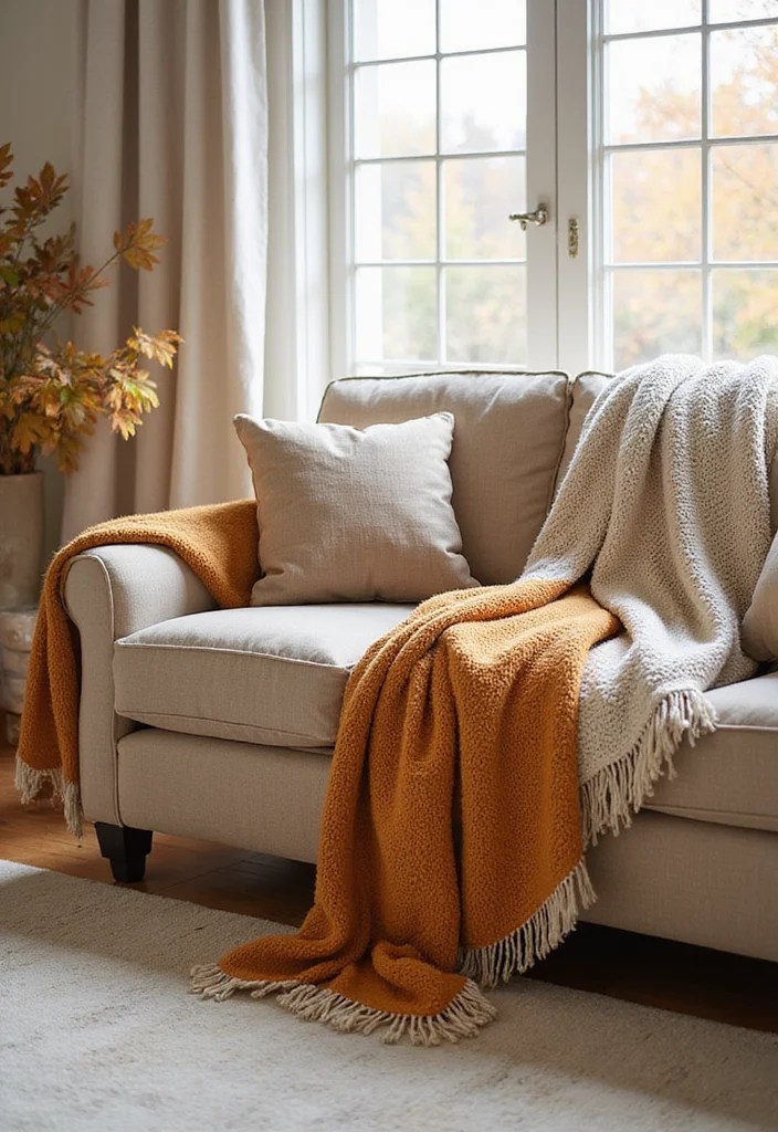 10 Neutral Halloween Decor Ideas That Won’t Scare Off Your Style! - 7. Cozy Fall Blankets 1