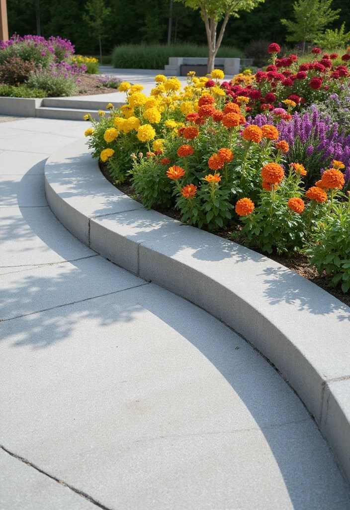 10 Stunning Garden Border Ideas That Will Transform Your Landscape! - 5. Concrete Borders for Modern Appeal 1