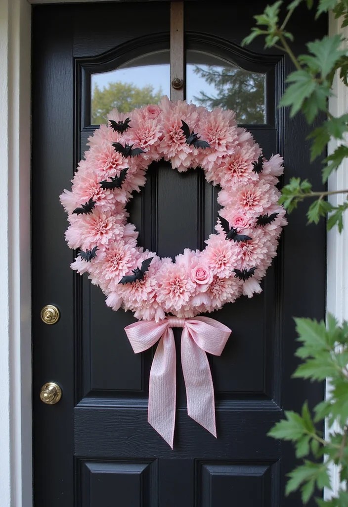13 Gothic Glam Pink Halloween Decor Trends That Will Elevate Your Spooky Style! - 6. Spooky Pink Wreaths 1