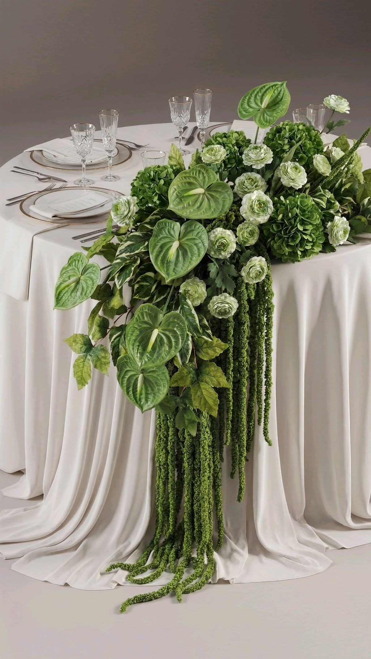 Thanksgiving Centerpieces Using Grocery Store Flowers - 3. Elegant White and Green 1