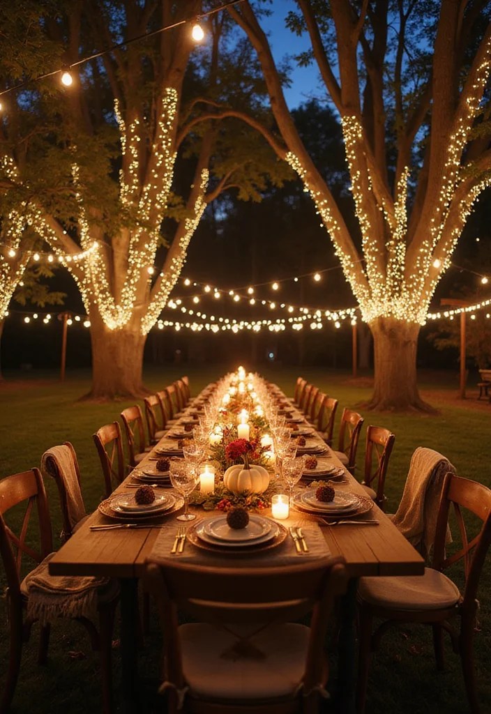 Thanksgiving Under the Stars: Create an Enchanting Outdoor Table with String Lights and Candles! - 2. Twinkling String Lights: The Heart of Your Decor 1