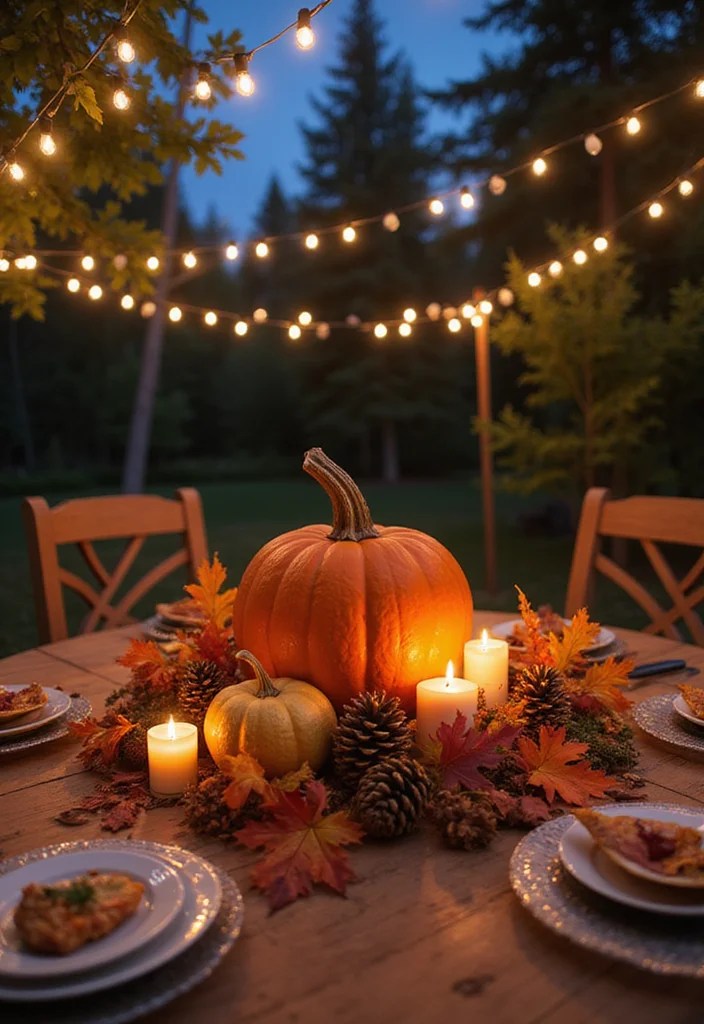 Thanksgiving Under the Stars: Create an Enchanting Outdoor Table with String Lights and Candles! - 4. Autumn-Inspired Centerpieces: Nature's Bounty 1