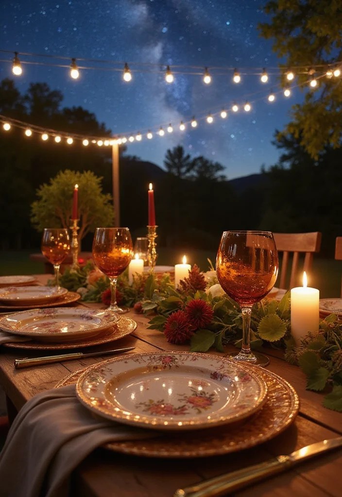Thanksgiving Under the Stars: Create an Enchanting Outdoor Table with String Lights and Candles! - 6. Elegant Tableware: Dine in Style 1
