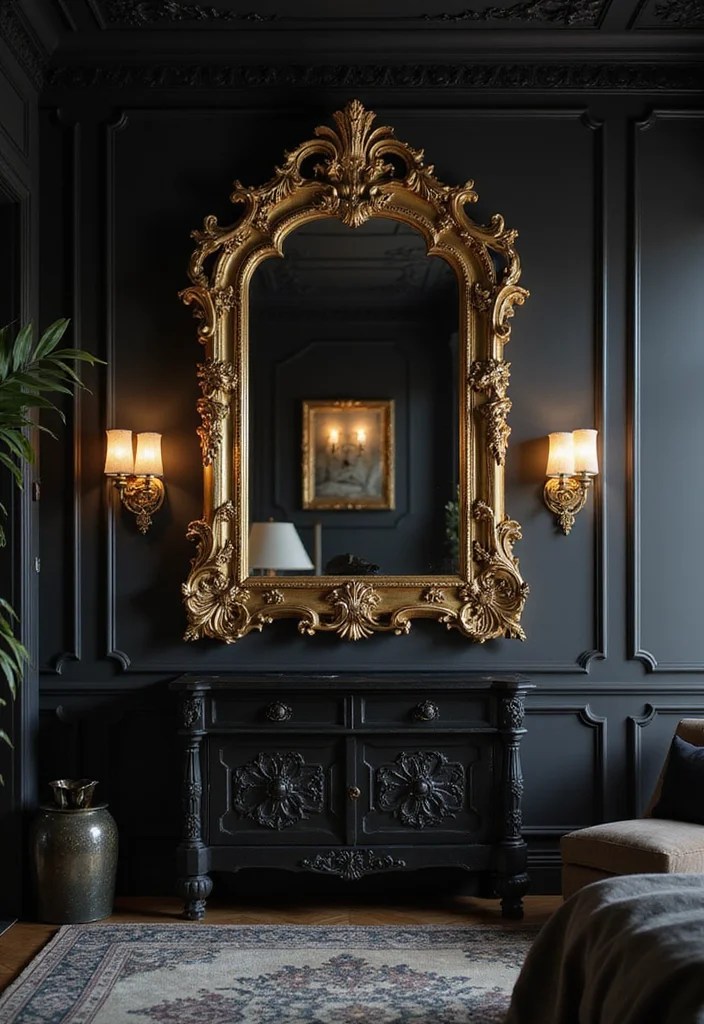 Transform Your Space: 10 Black Nouveau Bedroom Ideas That Scream Luxury! - 6. Mirrors for a Touch of Glam 1